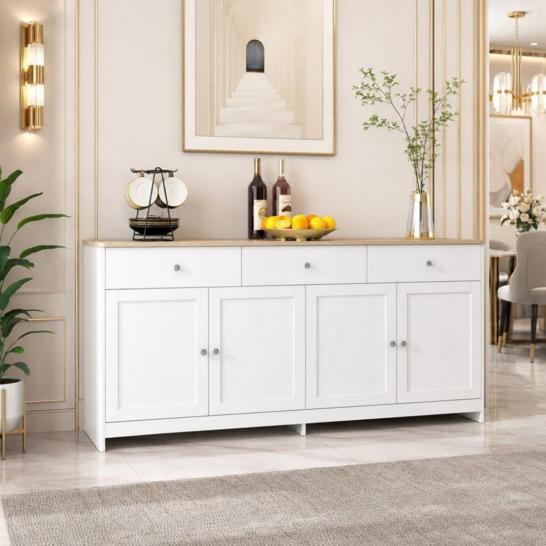 Con Scomparti e Legno Credenze Bianco